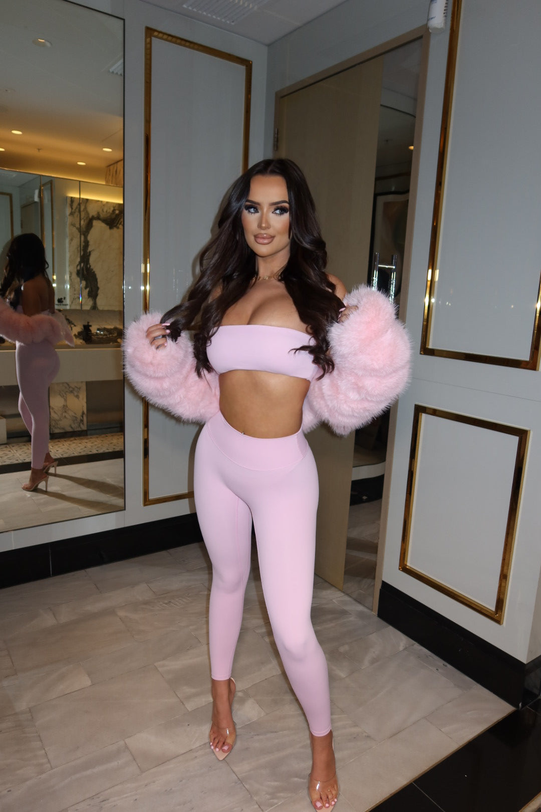 SEAMLESS SCRUNCH LEGGINGS - BABY PINK