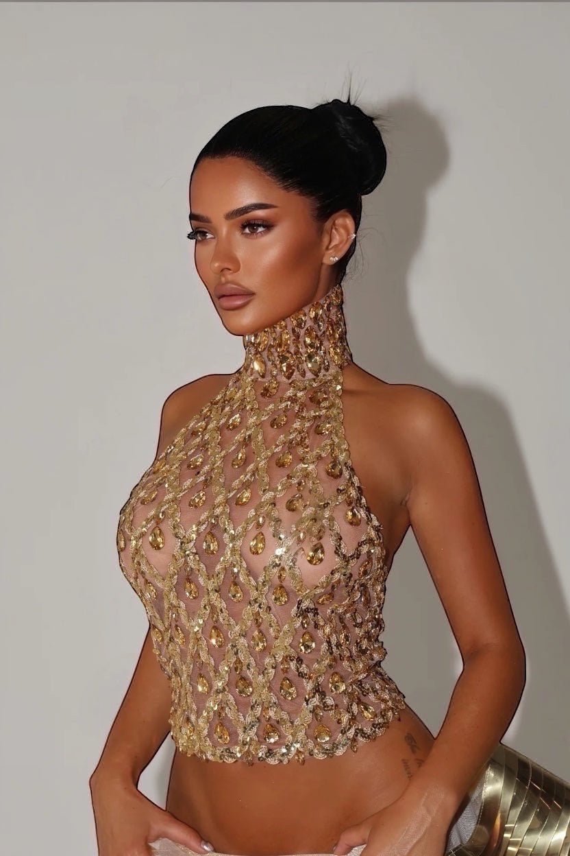 CELESTE DIAMOND HIGH NECK - GOLD - GLAMORZ