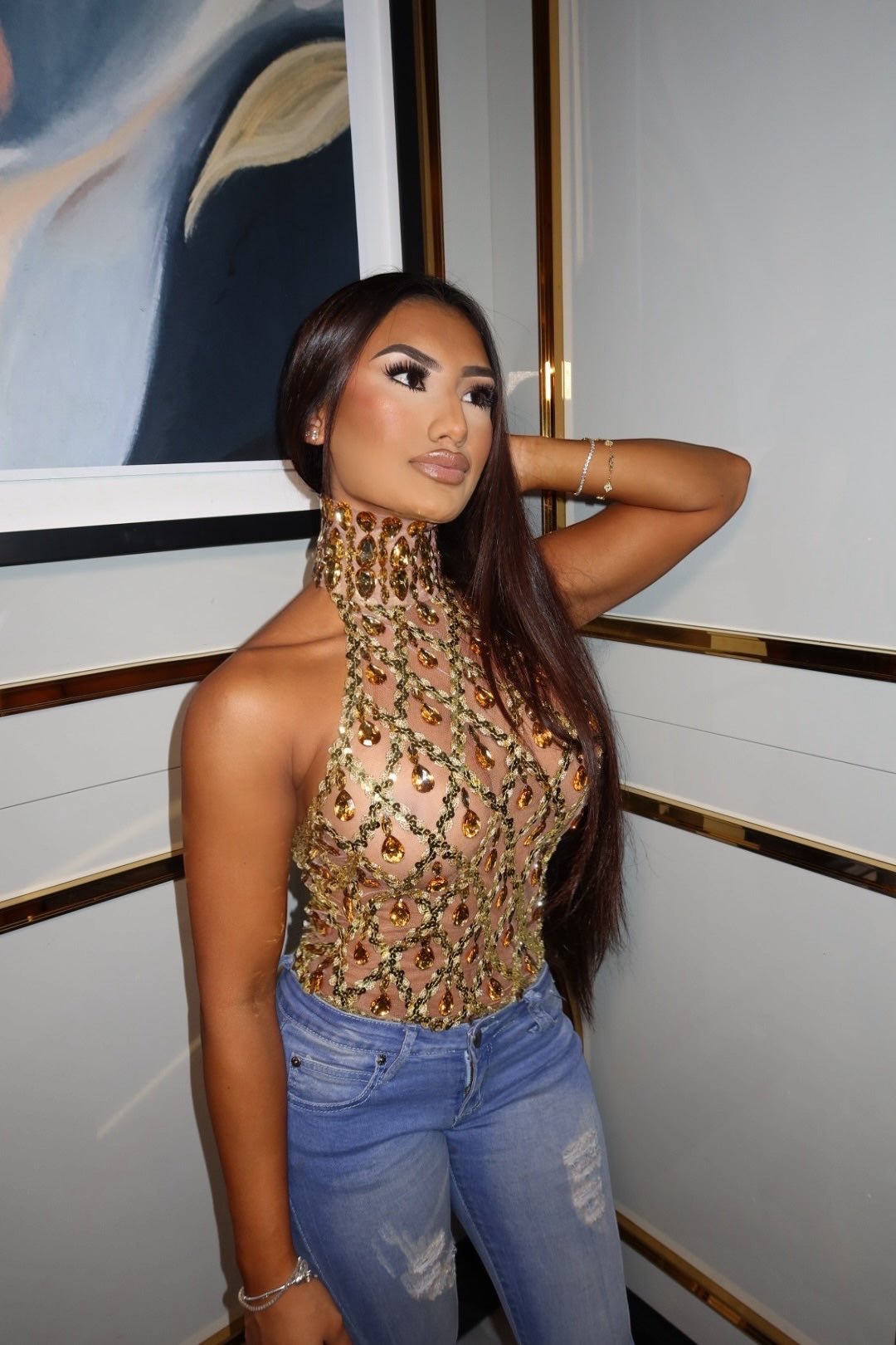 CELESTE DIAMOND HIGH NECK - GOLD - GLAMORZ