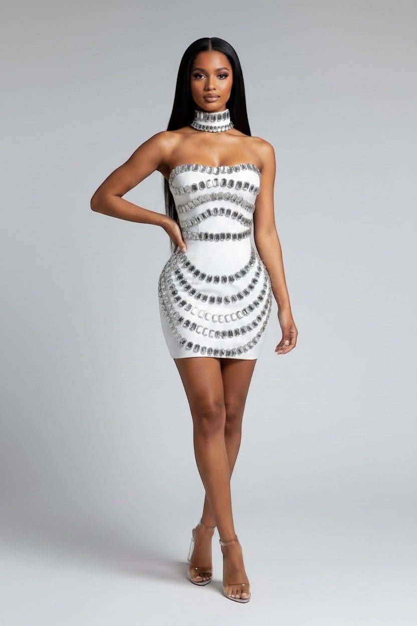 CINDY MINI DRESS - WHITE - GLAMORZ