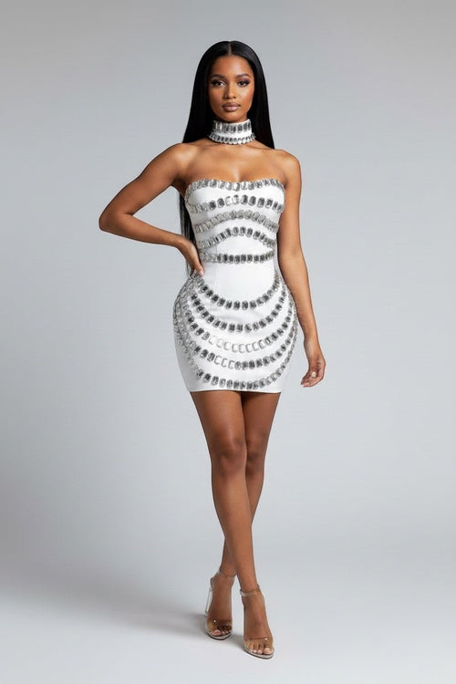 CINDY MINI DRESS - WHITE - GLAMORZ