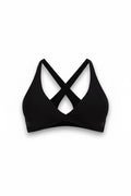GLAMORZ black BBL bra featuring a front twist detail and supportive crisscross back straps