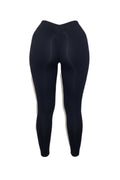 GLAMORZ black V back scrunch leggings with a high waist and full length.
