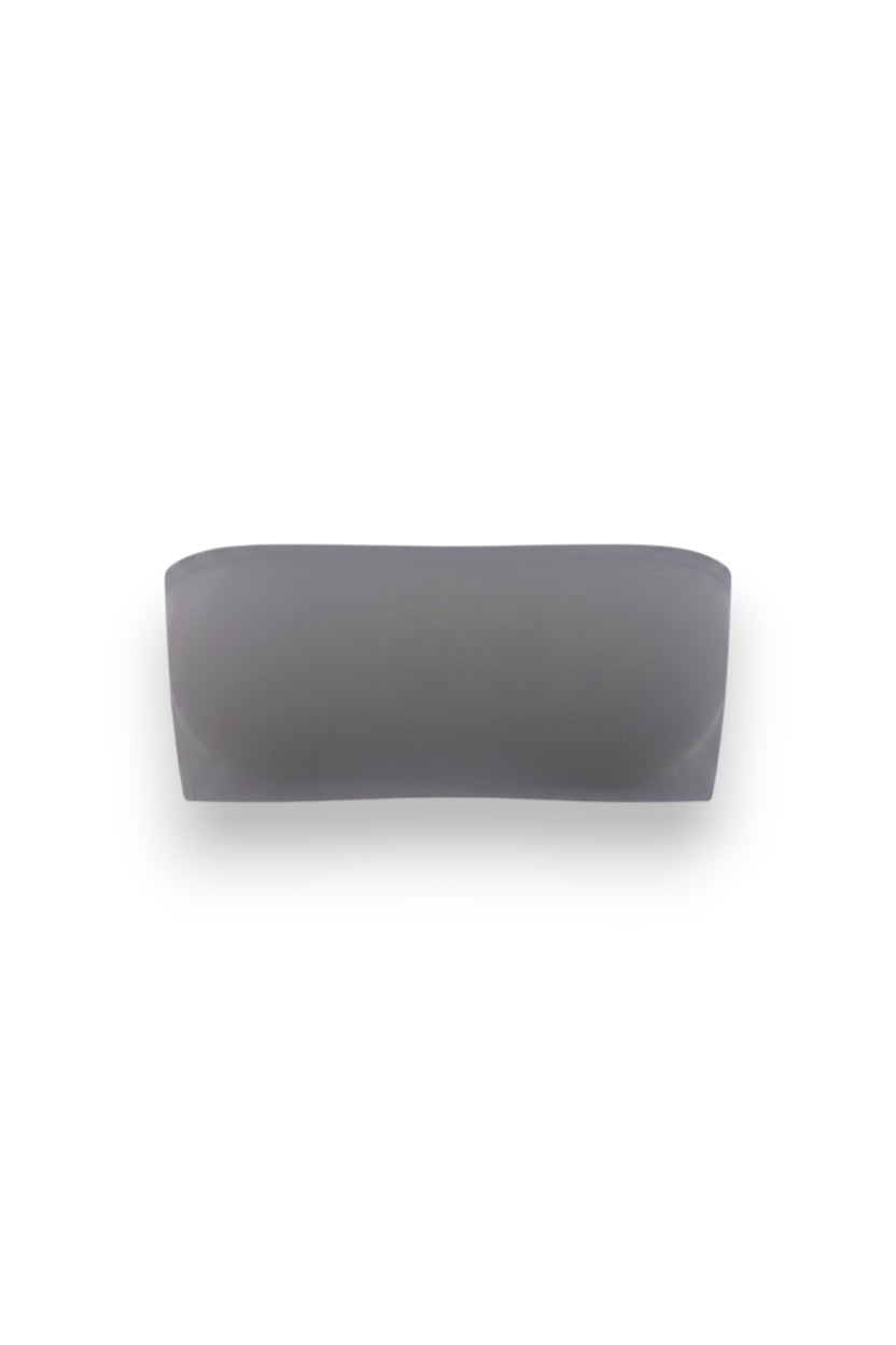 GLAMORZ KHY grey sleeveless tube top with a minimalist strapless design
