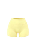 GLAMORZ yellow smooth sculpt shorts with a high-waisted fit and seamless design.