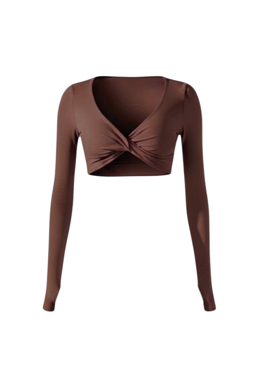 NOVA LONGSLEEVE CROP - BROWN - GLAMORZ