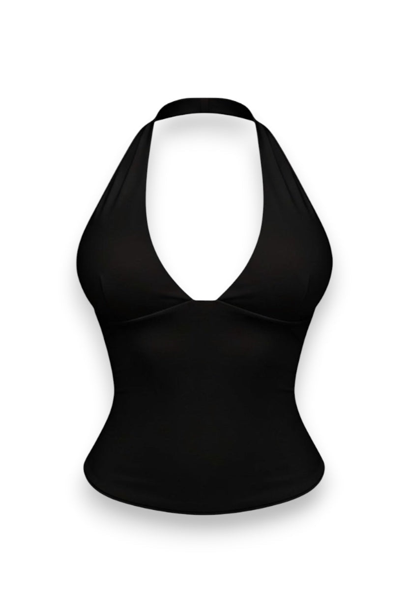 SERENITY HALTER TANK - BLACK - GLAMORZ