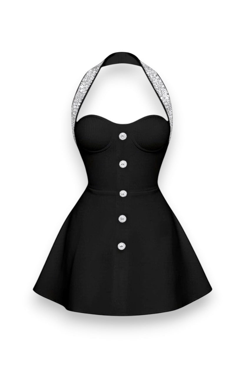 SOPHIA MINI DRESS - BLACK - GLAMORZ