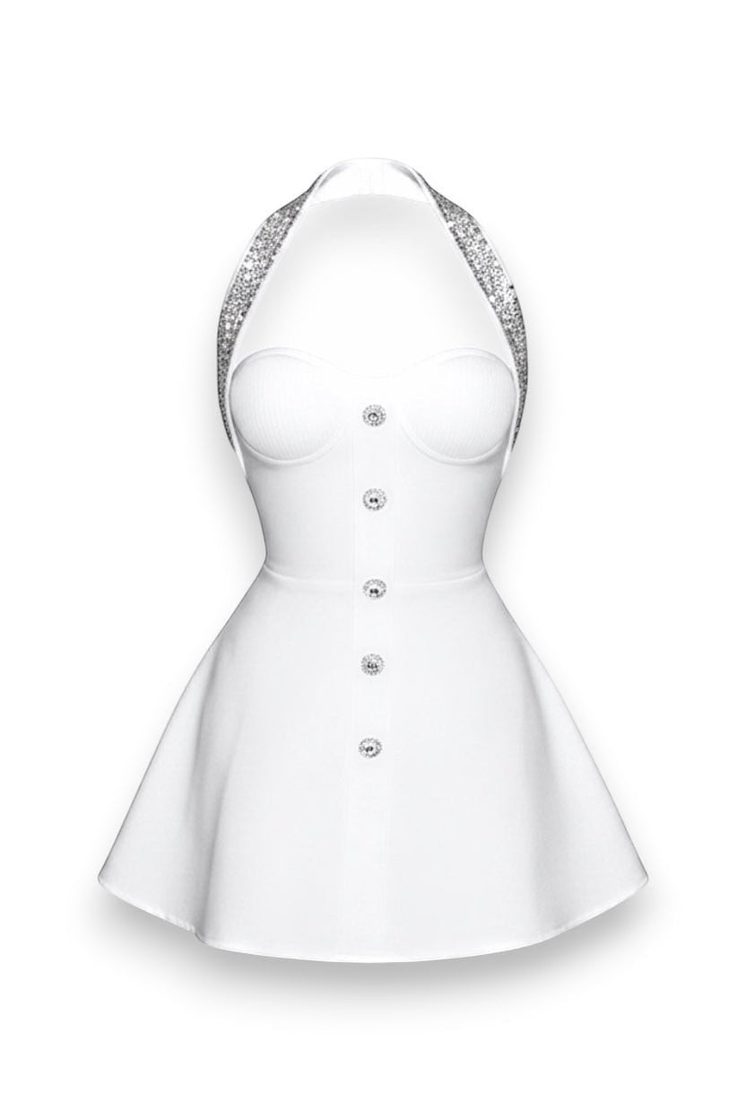 SOPHIA MINI DRESS - WHITE - GLAMORZ