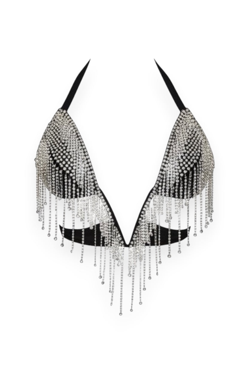 STRAPPED DIAMOND BRA - BLACK - GLAMORZ