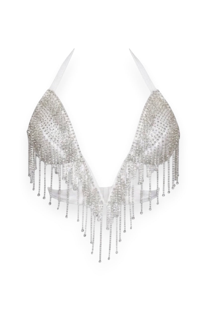 STRAPPED DIAMOND BRA - WHITE - GLAMORZ