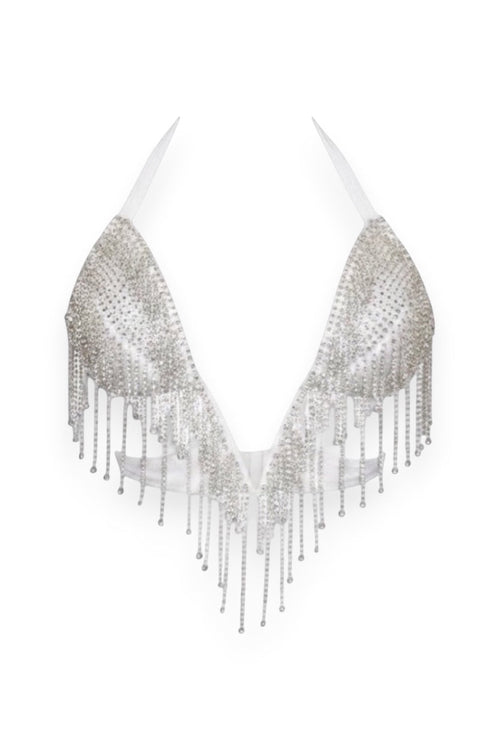STRAPPED DIAMOND BRA - WHITE - GLAMORZ